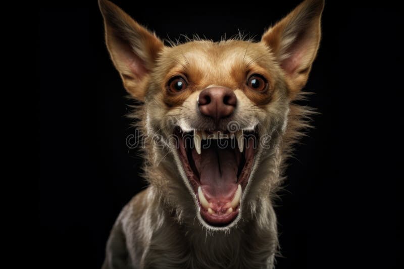 Il cane di chihuahua mostra aggressivamente i suoi denti. aizione generativa royalty illustrazione gratis