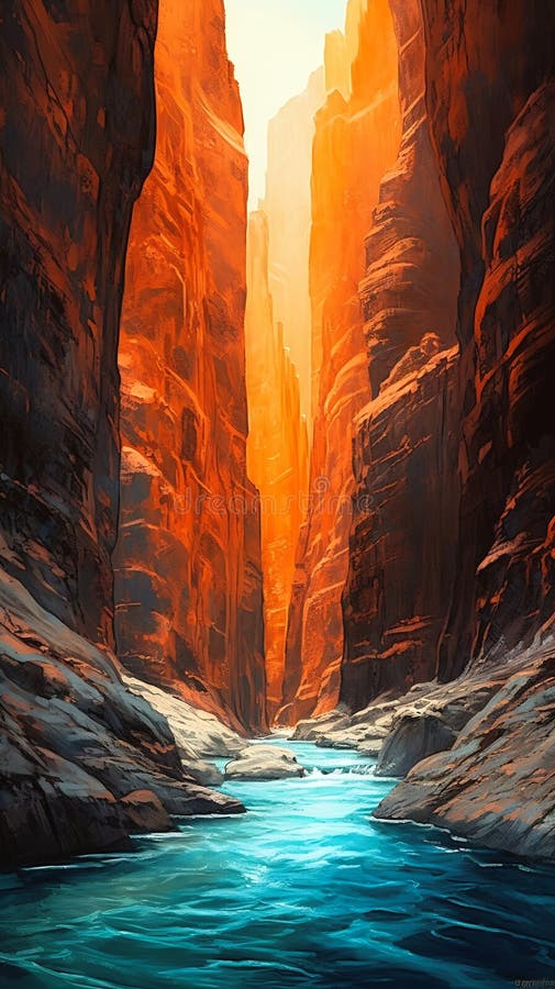 Il canyon del fiume canyon. Il canyon del fiume è una visione fantastica con la sua squisita composizione verticale e alpinistica.. il percorso leggero e tormentato di appena un film è un grande sfondo di un'aa generativa