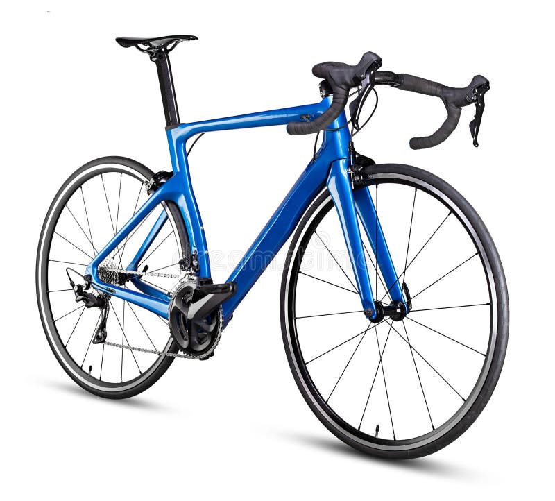 Il carbonio nero blu che corre il corridore della bicicletta della bici della strada di sport ha isolato