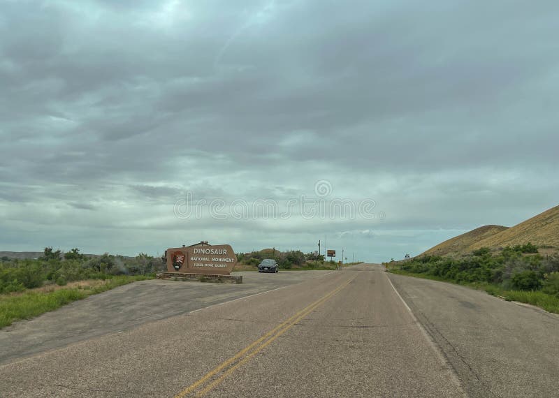 Vernal, UT USA - June 7, 2023: The sign at the entrance of Dinosaur National Monument near Vernal, UT. Vernal, UT USA - June 7, 2023: The sign at the entrance of Dinosaur National Monument near Vernal, UT