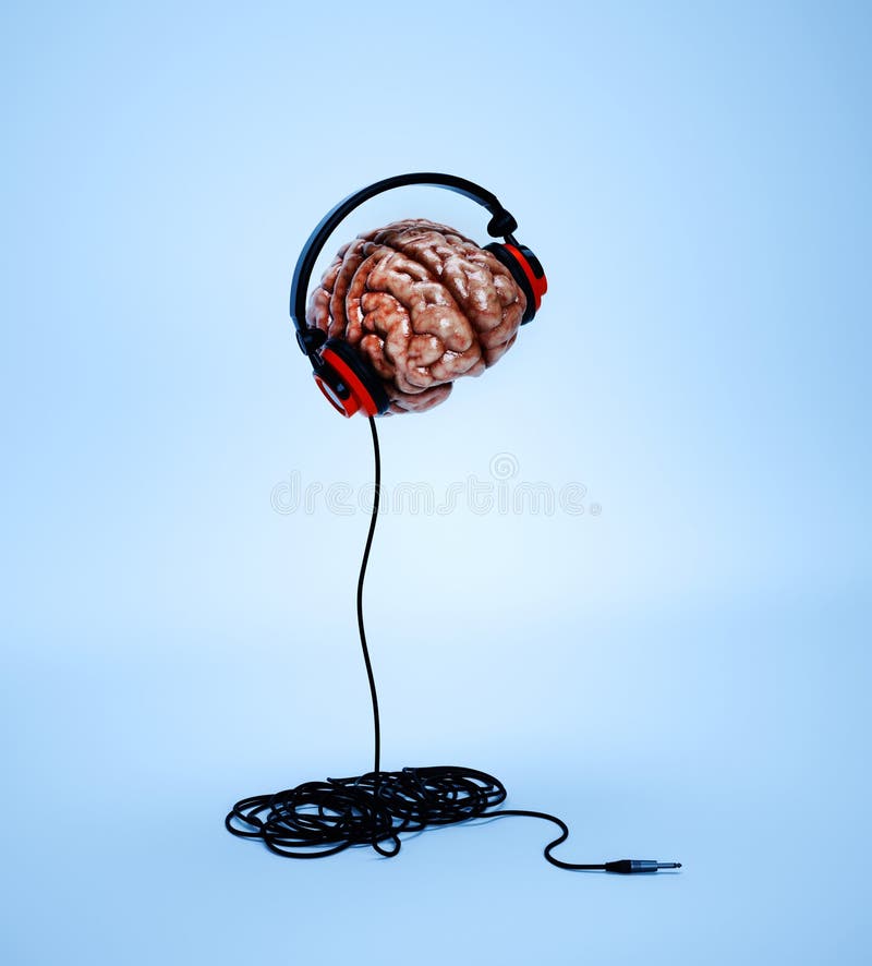 Il cervello umano ascolta la musica. concetto di creatività e felicità royalty illustrazione gratis
