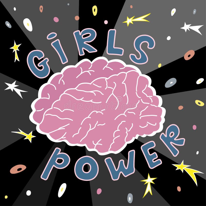 Il cervello è la alimentazione di rete delle ragazze illustrazione vettoriale Il cervello è la alimentazione di rete delle ragazze illustrazione vettoriale