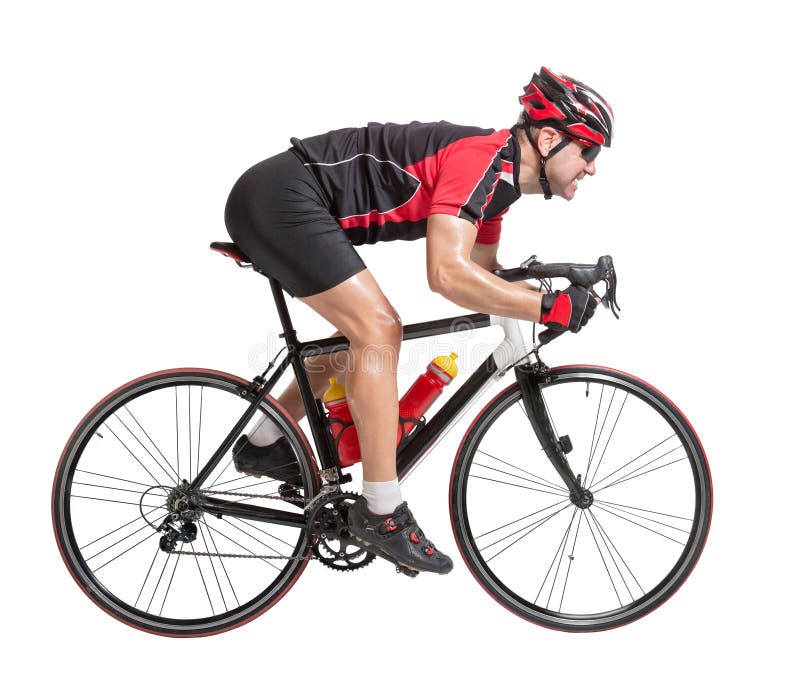 Il ciclista sprinta su una bici immagini stock
