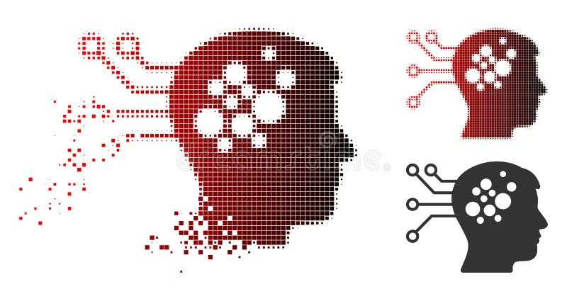 Il computer neurale di semitono di disintegrazione di Pixelated collega l'icona illustrazione di stock