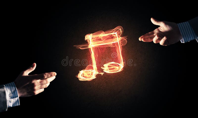 Il concetto di musica ha presentato dall'icona bruciante del fuoco e dal gestur della creazione immagine stock libera da diritti Il concetto di musica ha presentato dall'icona bruciante del fuoco e dal gestur della creazione immagine stock libera da diritti