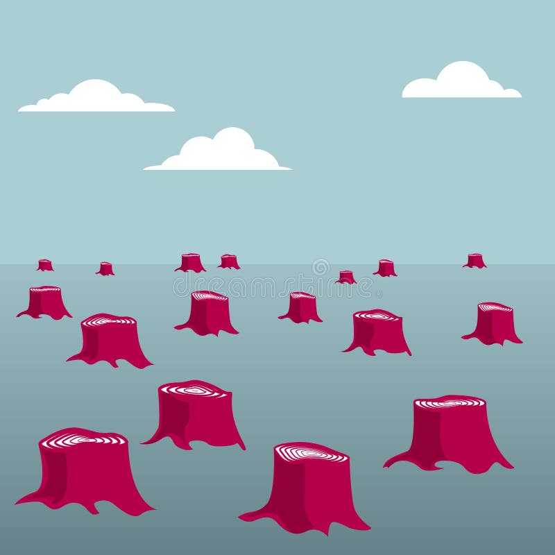 Il concetto di progetto di danno ambientale, ceppi di albero di disboscamento ha lasciato illustrazione di stock Il concetto di progetto di danno ambientale, ceppi di albero di disboscamento ha lasciato illustrazione di stock
