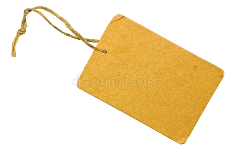 Blank Yellow Grunge Cardboard Sale Tag Label, Isolated Closeup Macro. Blank Yellow Grunge Cardboard Sale Tag Label, Isolated Closeup Macro