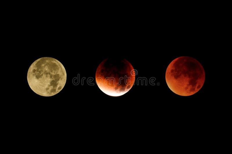 Il corso dell'eclissi lunare, un collage delle foto fotografia stock libera da diritti Il corso dell'eclissi lunare, un collage delle foto fotografia stock libera da diritti