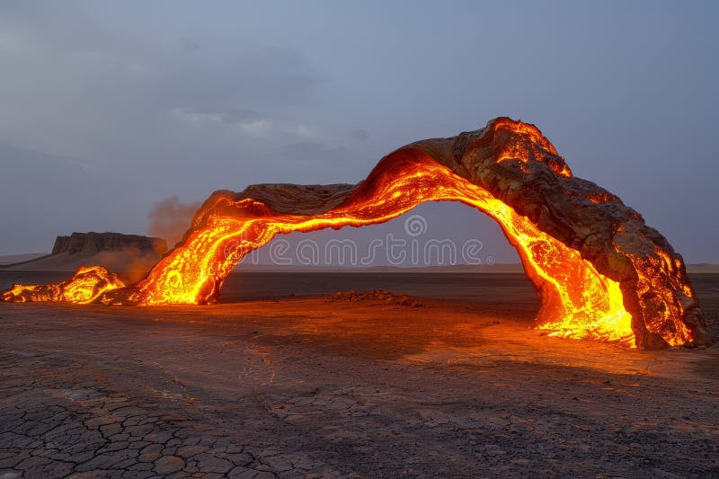 Il cratere di gas in fiamme di darvaza che esplora il misterioso cancello dell'inferno in turkmenistan illustrazione di stock