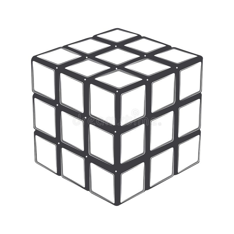 Il cubo di Rubik isolato su un fondo bianco Linea arte Disegno moderno