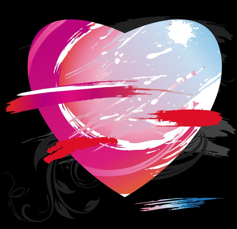 Heart from color splashes and line brushes. Vector. Heart from color splashes and line brushes. Vector