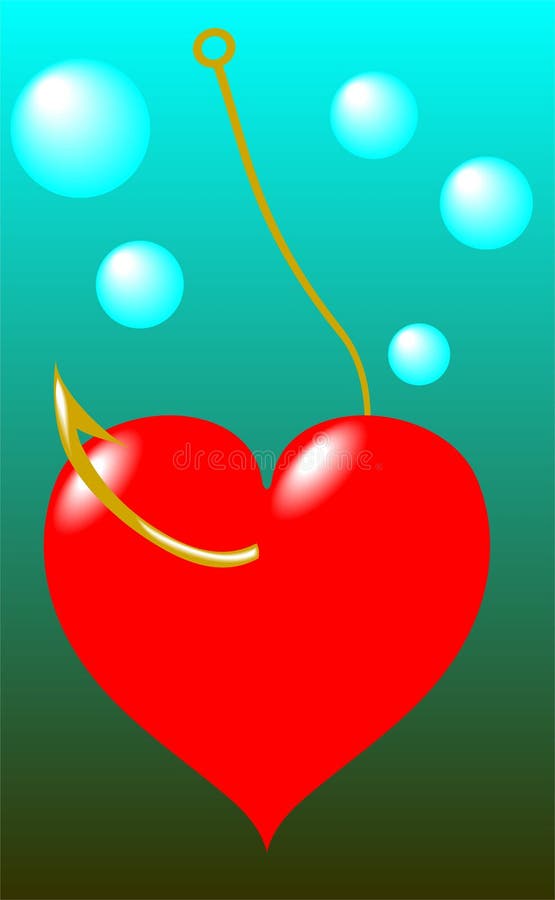Il cuore ha attaccato ad un amo. royalty illustrazione gratis Il cuore ha attaccato ad un amo. royalty illustrazione gratis