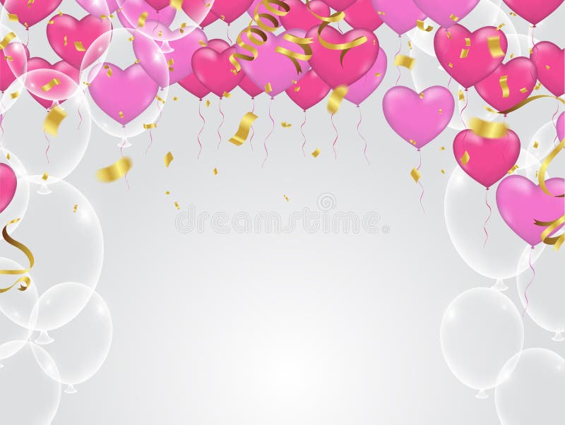 Il cuore rosso e rosa balloons, illustrazione di vettore Coriandoli e r illustrazione di stock Il cuore rosso e rosa balloons, illustrazione di vettore Coriandoli e r illustrazione di stock