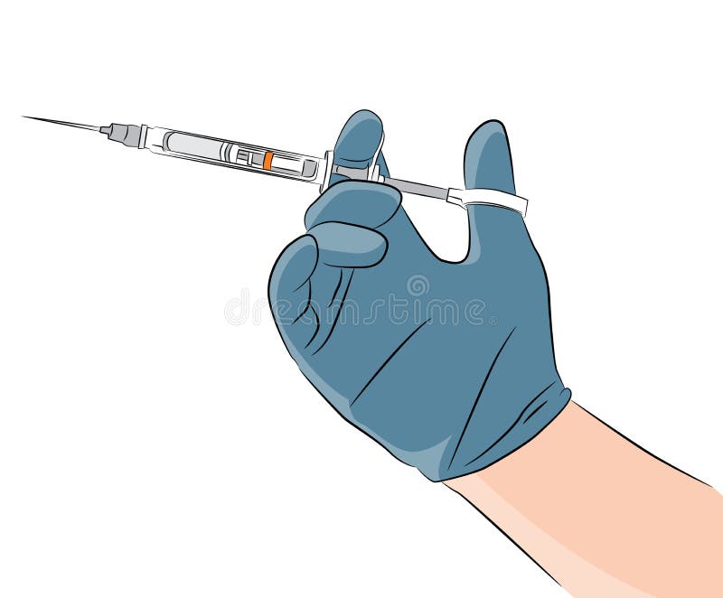 An image of a Dentist Syringe Gloved Hand Isolated on white. An image of a Dentist Syringe Gloved Hand Isolated on white.