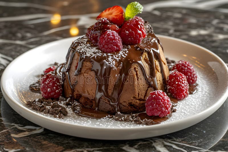 Il dessert sul piatto sembra delizioso e colorato. può essere utilizzato per pubblicizzare il menu del ristorante o i dessert onli illustrazione di stock
