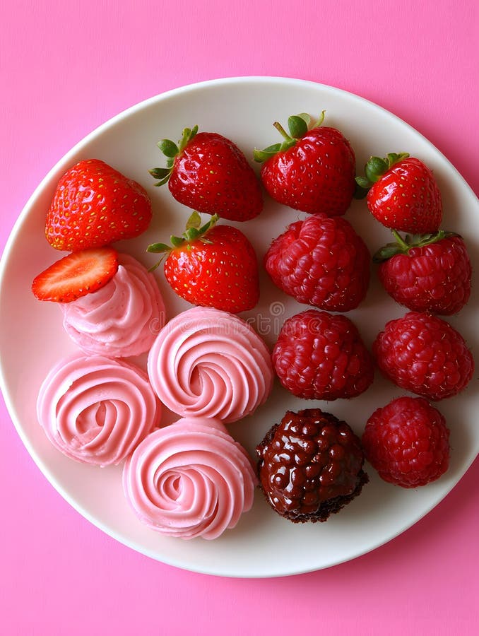 Il dessert sul piatto sembra delizioso e colorato. può essere utilizzato per pubblicizzare il menu del ristorante o i dessert onli illustrazione di stock