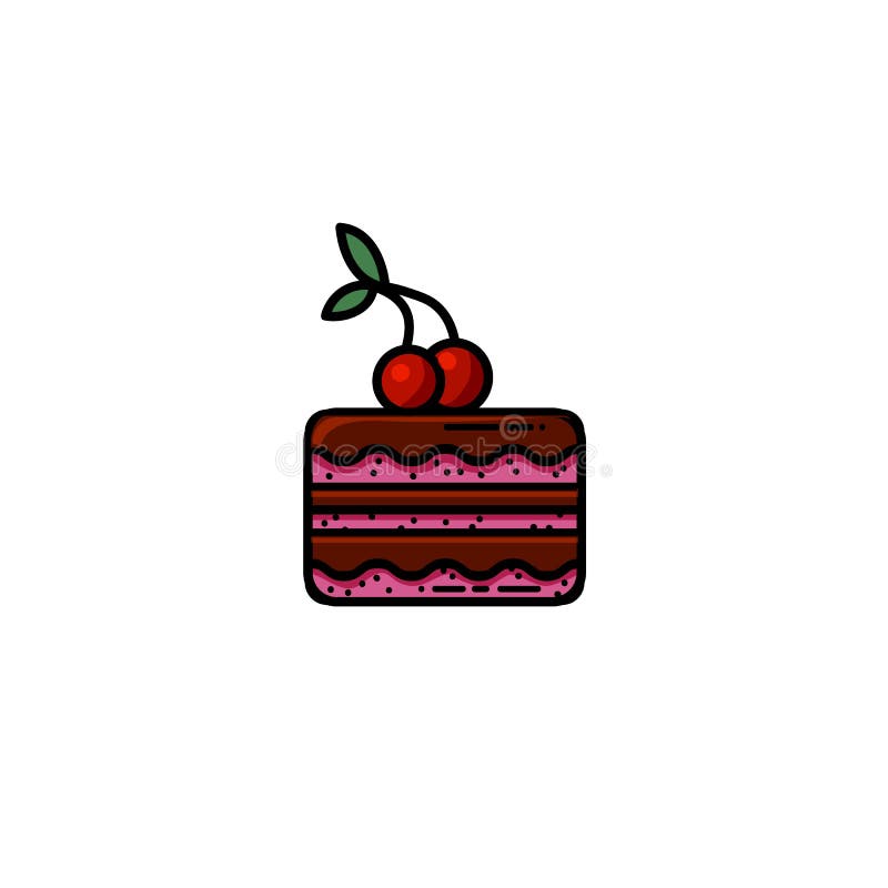 Il dolce di cioccolato delizioso con una ciliegia su completa l'icona piana royalty illustrazione gratis Il dolce di cioccolato delizioso con una ciliegia su completa l'icona piana royalty illustrazione gratis