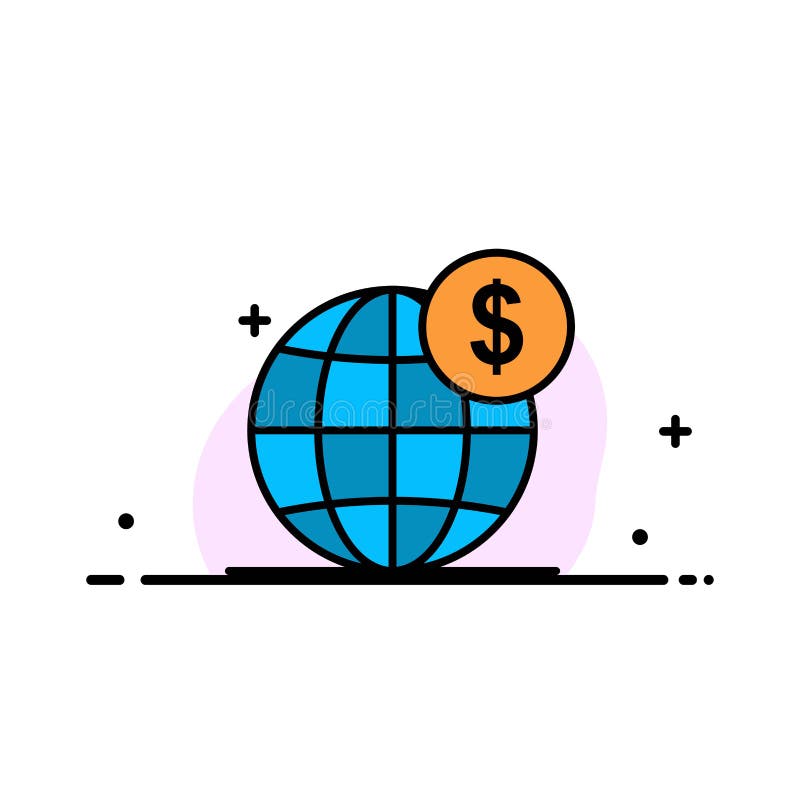 Il dollaro, globale, affare, globo, linea piana di affari internazionali ha riempito il modello dell'insegna di vettore dell'icon royalty illustrazione gratis Il dollaro, globale, affare, globo, linea piana di affari internazionali ha riempito il modello dell'insegna di vettore dell'icon royalty illustrazione gratis