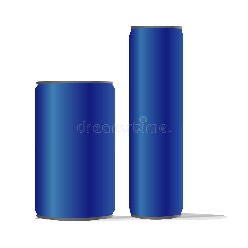 Il doppio ideale isolato blu del fondo delle latte di alluminio per energia della cola della limonata della soda della bibita del illustrazione di stock