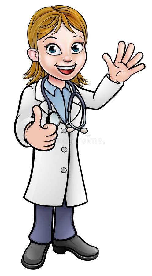 Il dottore femminile Giving Thumbs Up del fumetto royalty illustrazione gratis Il dottore femminile Giving Thumbs Up del fumetto royalty illustrazione gratis