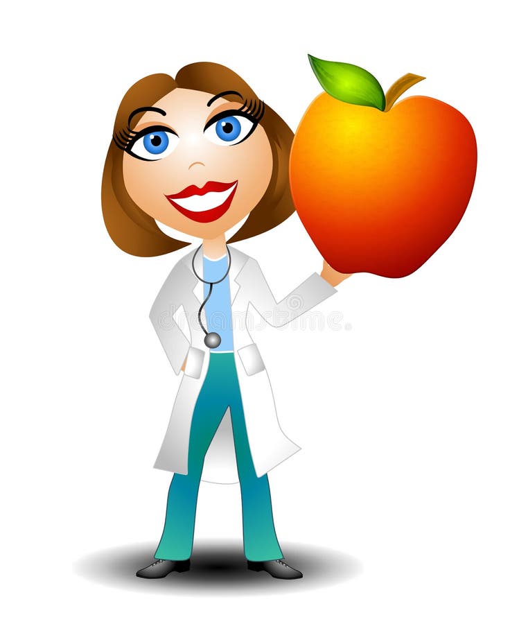 Il dottore femminile Holding Apple illustrazione di stock Il dottore femminile Holding Apple illustrazione di stock