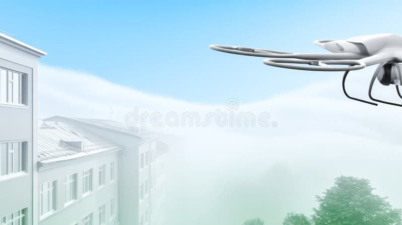 Il drone bianco cattura una vista aerea mozzafiato del bianco skyline illustrazione vettoriale