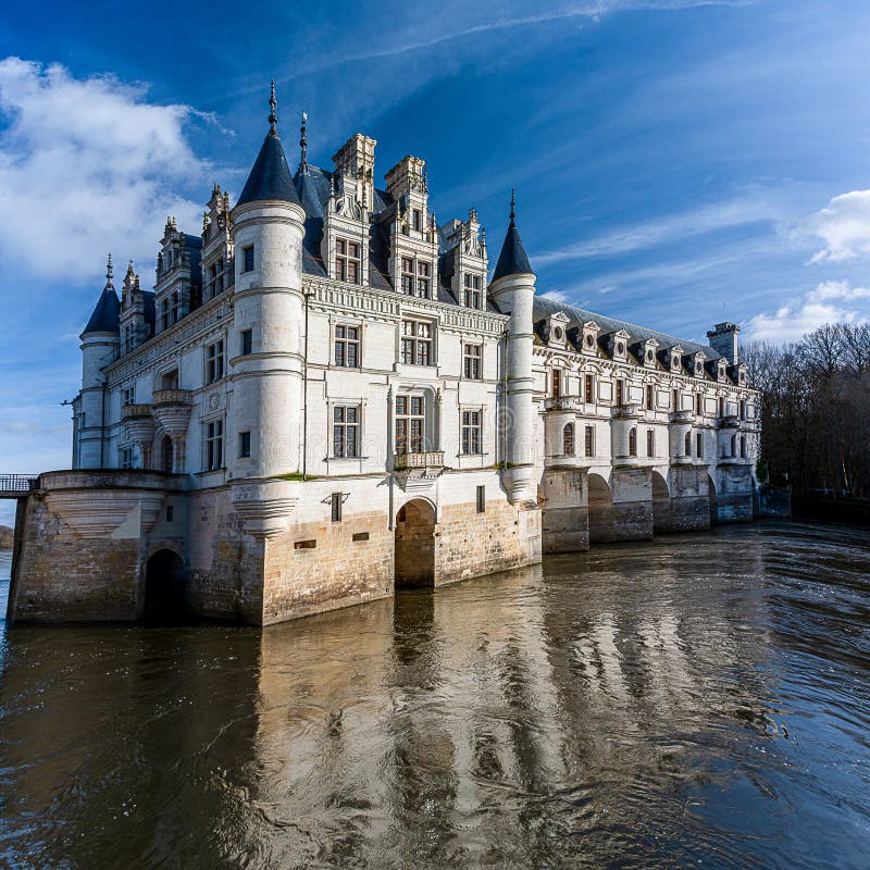 Il famoso castello di Chenonceau in Touraine fotografia stock libera da diritti