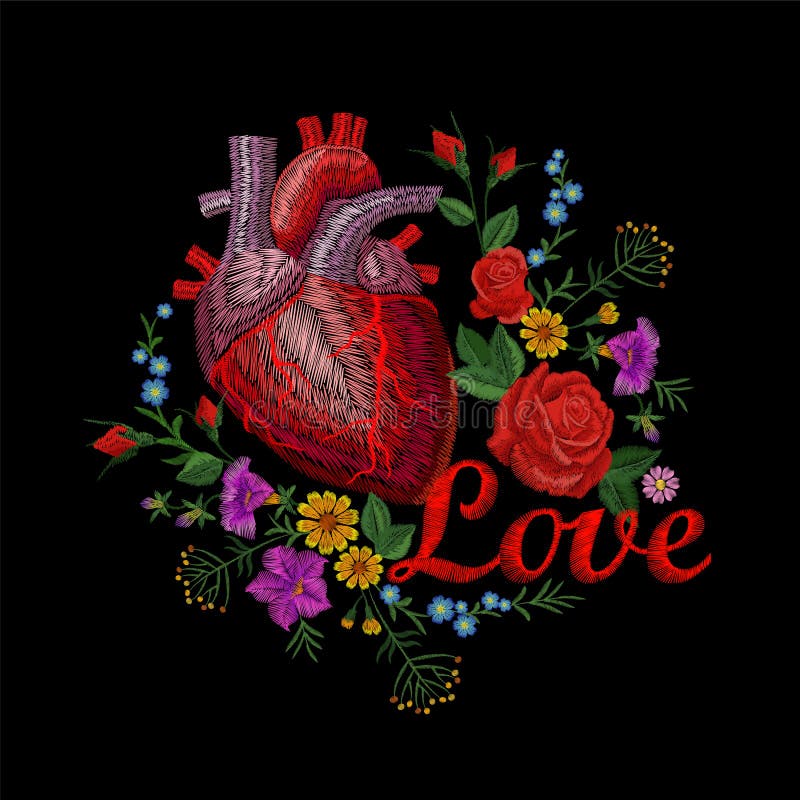 Il fiore anatomico umano dell'organo della medicina del cuore del crewel del ricamo è aumentato fiorendo Struttura di progettazio royalty illustrazione gratis Il fiore anatomico umano dell'organo della medicina del cuore del crewel del ricamo è aumentato fiorendo Struttura di progettazio royalty illustrazione gratis