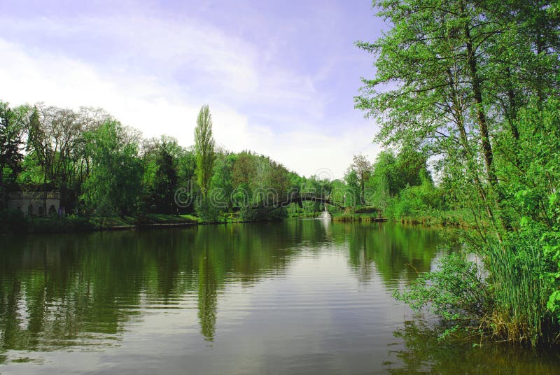 Il fiume circondato dagli alberi verdi fotografia stock Il fiume circondato dagli alberi verdi fotografia stock
