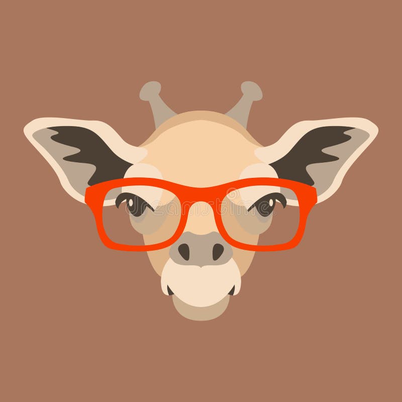 Il fronte della giraffa in vetri vector lo stile piano dell'illustrazione illustrazione vettoriale