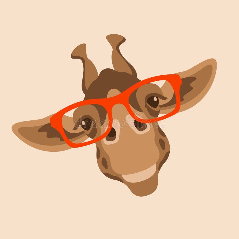 Il fronte della giraffa in vetri vector lo stile piano dell'illustrazione illustrazione vettoriale