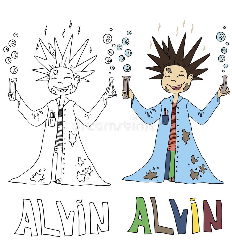 Il fumetto semplice del disegno per l'immagine di coloritura dei bambini con differenti nomi nella compatibilità con il carattere