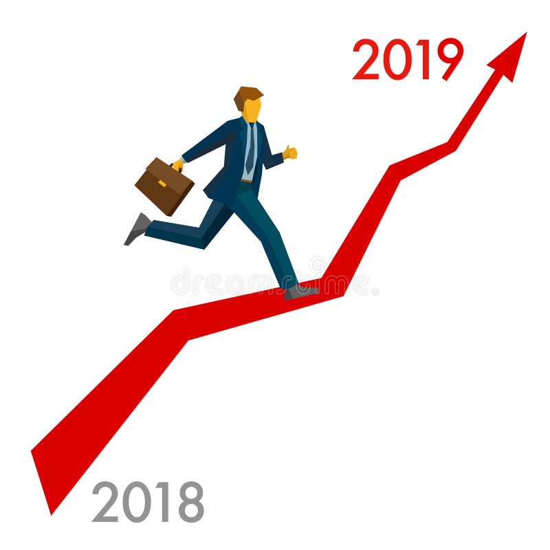 Il funzionamento dell'uomo d'affari cresce il grafico illustrazione di stock Il funzionamento dell'uomo d'affari cresce il grafico illustrazione di stock