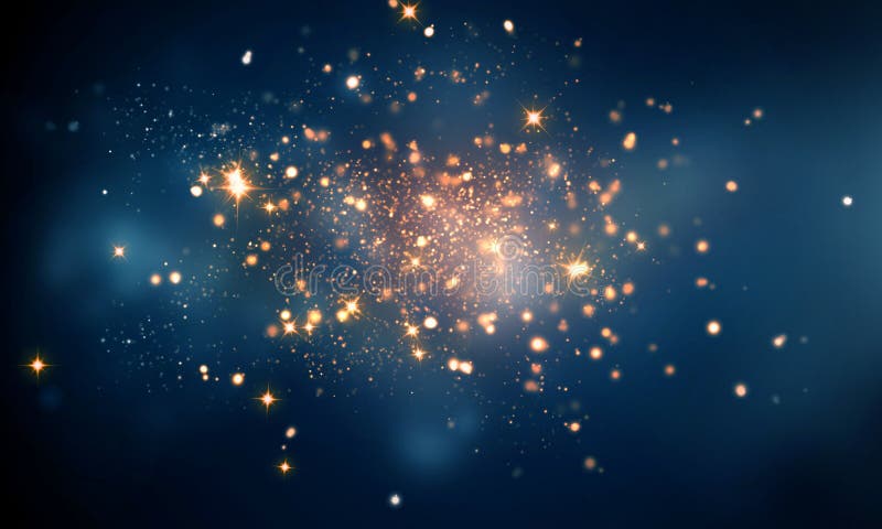 Il fuoco scintilla nel fondo blu scuro del bokeh fotografie stock