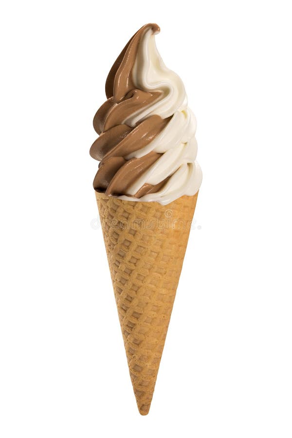 Il gelato molle del cioccolato e della vaniglia waffled cono