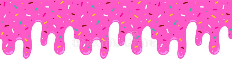 Il gelato rosa si è sciolto con caramelle colorate e carine che irrorano lungo il confine, con uno schema senza banner