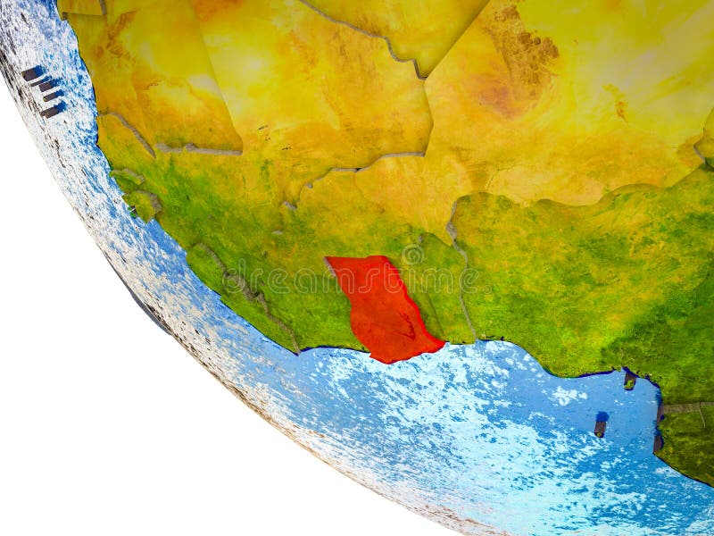 Il Ghana Sul Modello Di Terra Con La Rete Durante L'alba