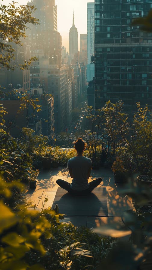 Il giardino sul tetto di Serene offre una via di fuga pacifica sopra una megacità esplosiva fotografia stock