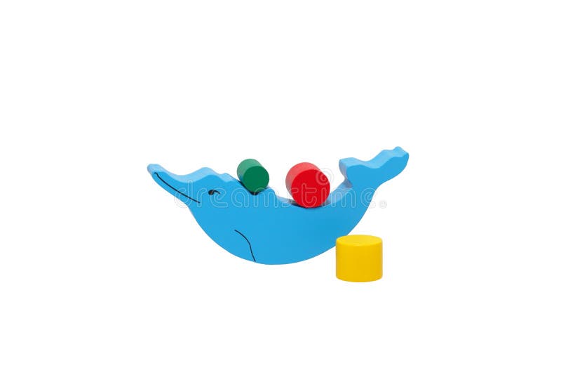 Il giocattolo educativo è di legno delfino fotografia stock Il giocattolo educativo è di legno delfino fotografia stock
