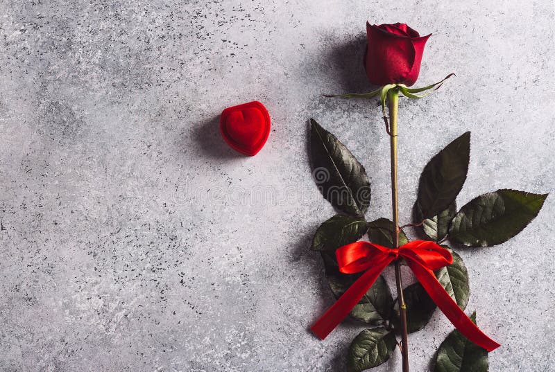 Il giorno di biglietti di S. Valentino mi sposa anello di fidanzamento di nozze in scatola con il regalo della rosa rossa fotografia stock libera da diritti Il giorno di biglietti di S. Valentino mi sposa anello di fidanzamento di nozze in scatola con il regalo della rosa rossa fotografia stock libera da diritti