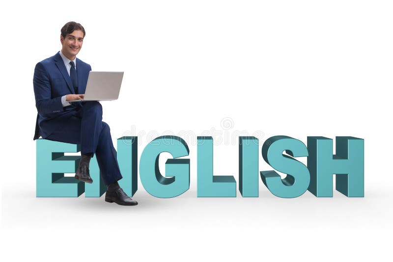 Il giovane nel concetto d'apprendimento di studio inglese fotografia stock Il giovane nel concetto d'apprendimento di studio inglese fotografia stock