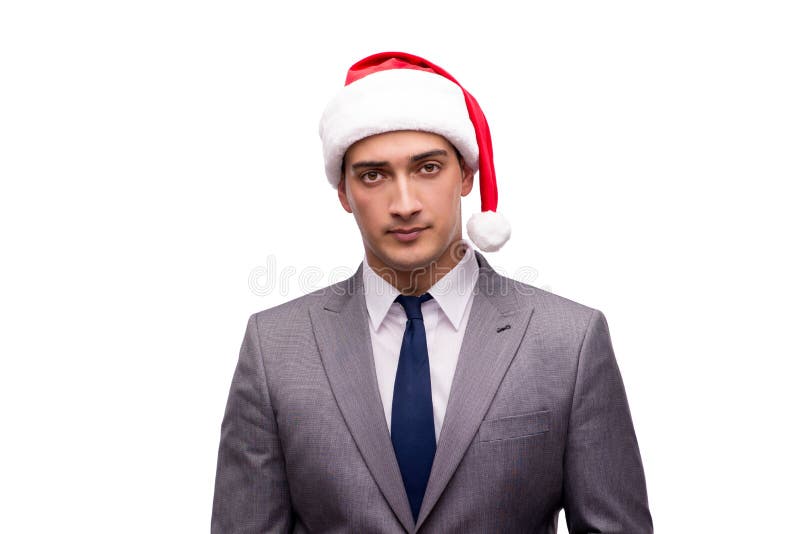 Il giovane uomo d'affari che celebra natale in ufficio fotografia stock Il giovane uomo d'affari che celebra natale in ufficio fotografia stock