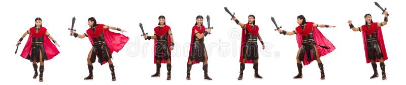 Il gladiatore isolato su bianco immagini stock libere da diritti Il gladiatore isolato su bianco immagini stock libere da diritti
