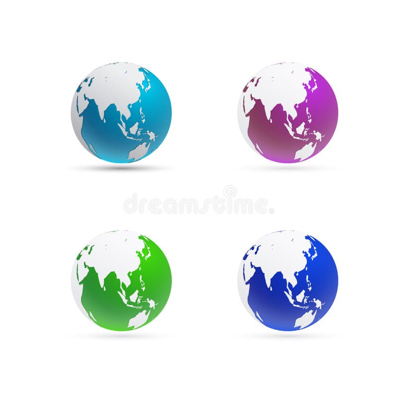Il globo e la sfera della mappa di mondo mettono a fuoco su East Asia e sull'Australia illustrazione vettoriale Il globo e la sfera della mappa di mondo mettono a fuoco su East Asia e sull'Australia illustrazione vettoriale