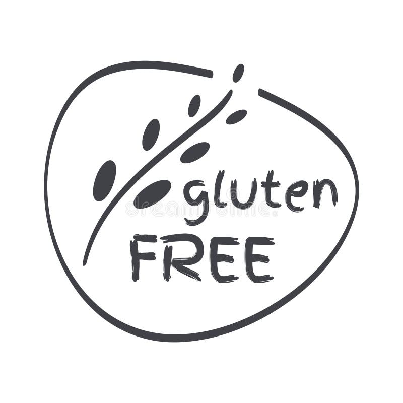 Il glutine libera il contrassegno Icona dell'alimento Segno grigio di vettore isolato Simbolo per il prodotto, logo, pacchetto, c illustrazione vettoriale