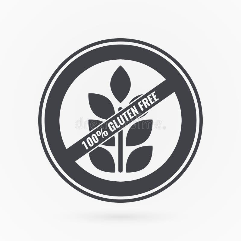 Il glutine libera il contrassegno Icona di logo dell'alimento Il segno bianco grigio dell'autoadesivo di vettore ha isolato Simbo illustrazione di stock