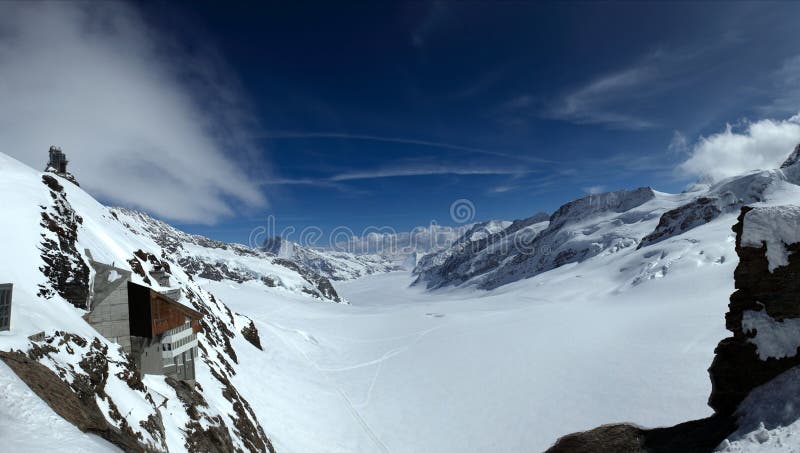 Swiss Alps - The Great Aletsch Glacier seen from Jungfraujoch. Swiss Alps - The Great Aletsch Glacier seen from Jungfraujoch