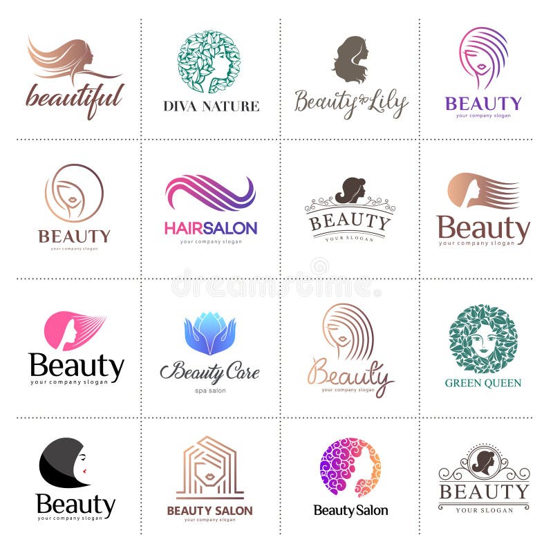 Il grande logo di vettore ha messo per il salone di bellezza, il salone di capelli, cosmetico royalty illustrazione gratis Il grande logo di vettore ha messo per il salone di bellezza, il salone di capelli, cosmetico royalty illustrazione gratis