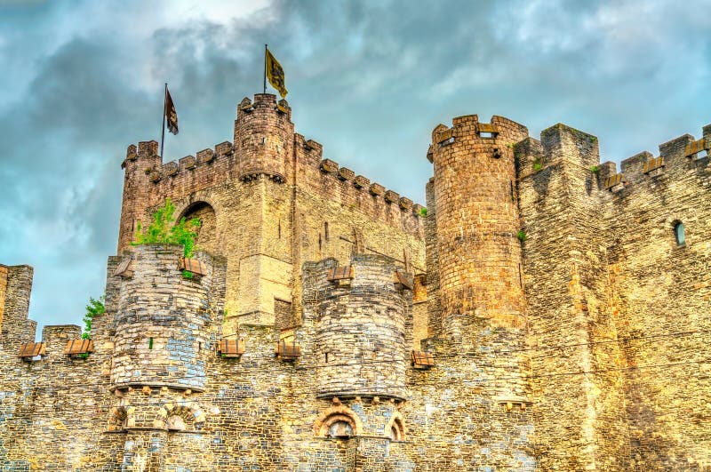 Il Gravensteen, un castello medievale a Gand, Belgio fotografia stock libera da diritti Il Gravensteen, un castello medievale a Gand, Belgio fotografia stock libera da diritti