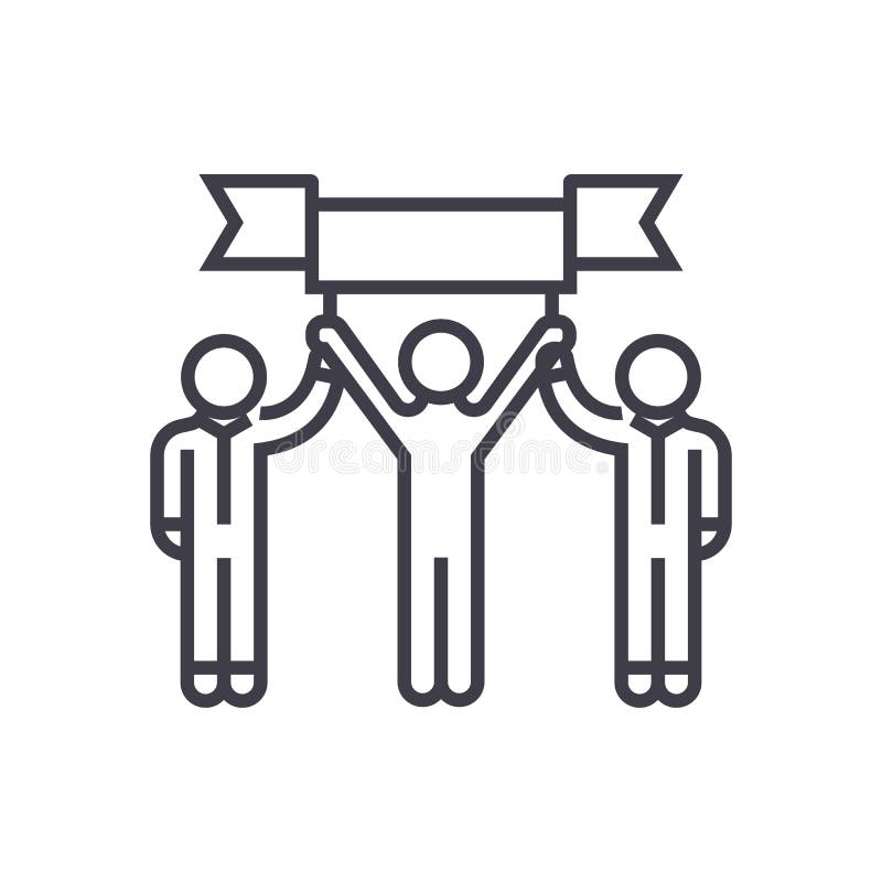 Il gruppo del vincitore, il risultato personale, missione ha compiuto la linea l'icona, il segno, illustrazione di vettore su fon illustrazione di stock Il gruppo del vincitore, il risultato personale, missione ha compiuto la linea l'icona, il segno, illustrazione di vettore su fon illustrazione di stock